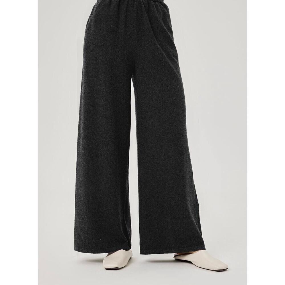 Nap 100% Wool Charcoal Gray Loungewear Wide Leg Pants Women's Size Medium